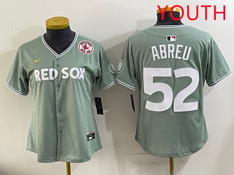 Youth 2025 Boston Red Sox #52 Abreu Light Green Joint Name Nike MLB Jersey style 9->youth mlb jersey->Youth Jersey
